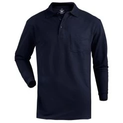 Edwards Men's Navy Blended Pique Long Sleeve Polo With Pocket