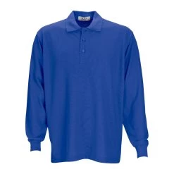 Vantage Men's Royal Long Sleeve Soft-Blend Double-Tuck Pique Polo