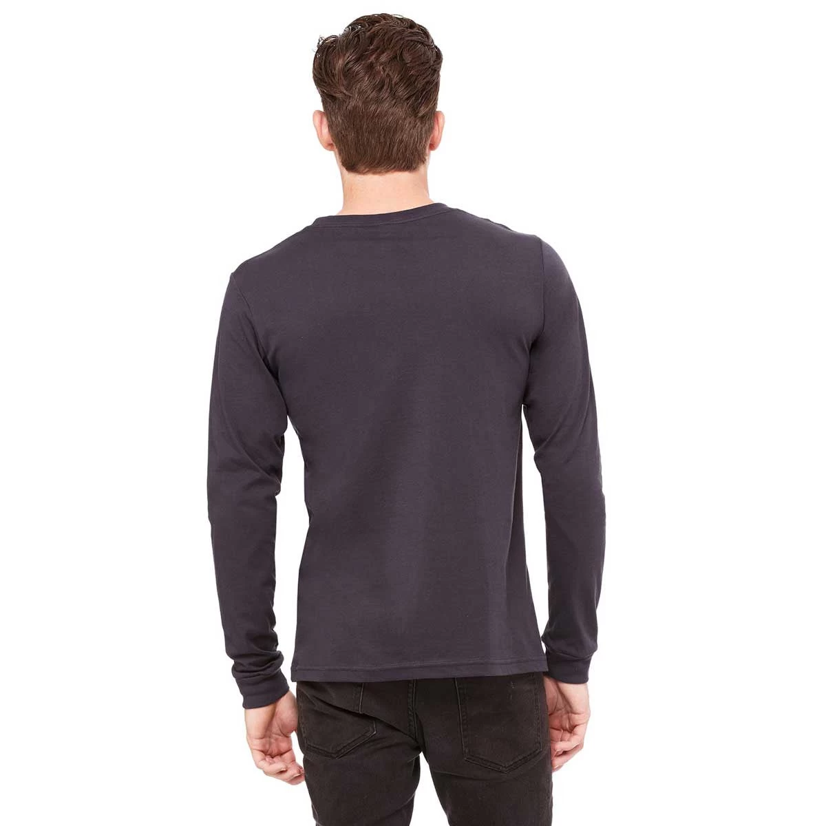 Bella + Canvas Men's Dark Grey Jersey Long-Sleeve T-Shirt - Image 2