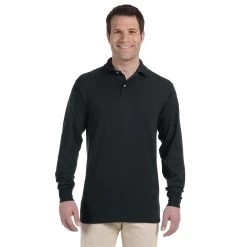 Jerzees Men's Black 5.6 Oz. Spotshield Long-Sleeve Jersey Polo