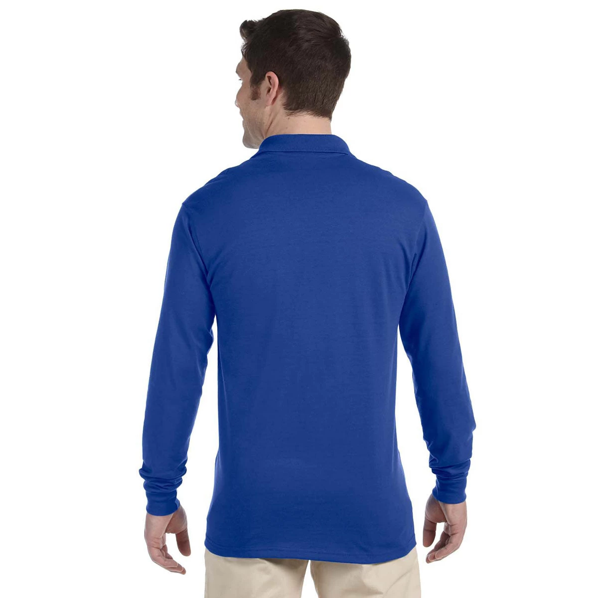 Jerzees Men's Royal 5.6 Oz. Spotshield Long-Sleeve Jersey Polo - Image 2
