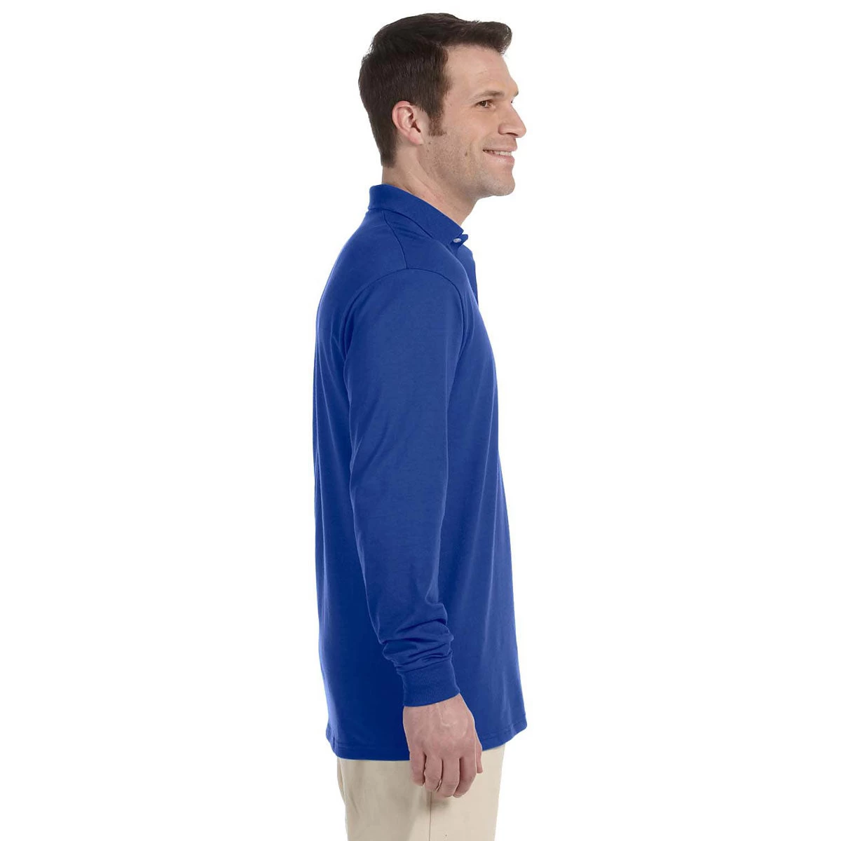 Jerzees Men's Royal 5.6 Oz. Spotshield Long-Sleeve Jersey Polo - Image 3