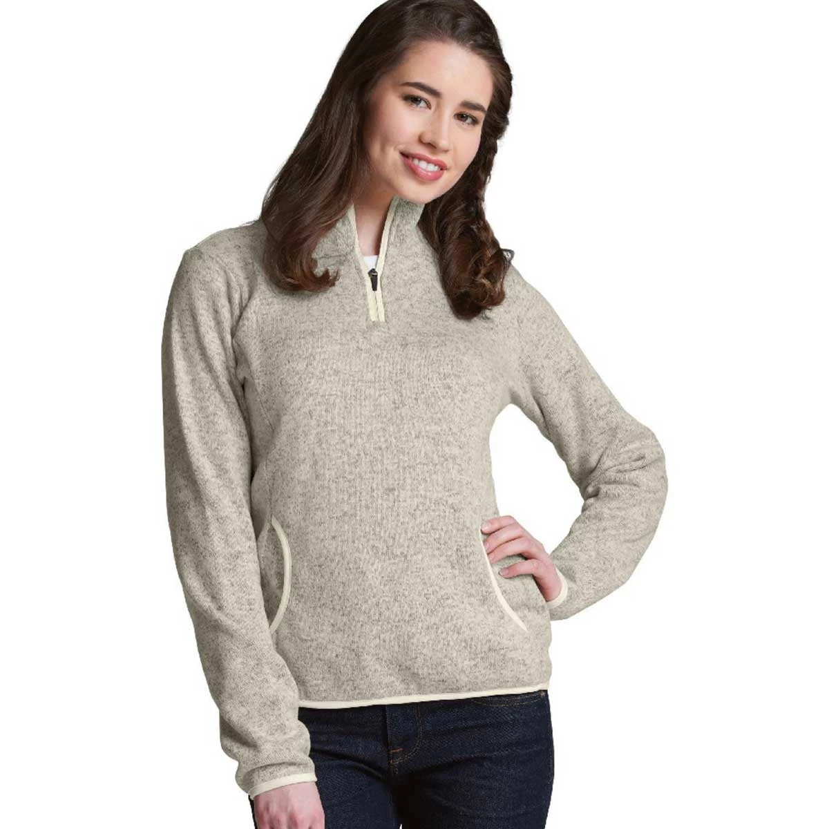 Charles River Women's Oatmeal Heather Heathered Fleece Pullover - Image 2