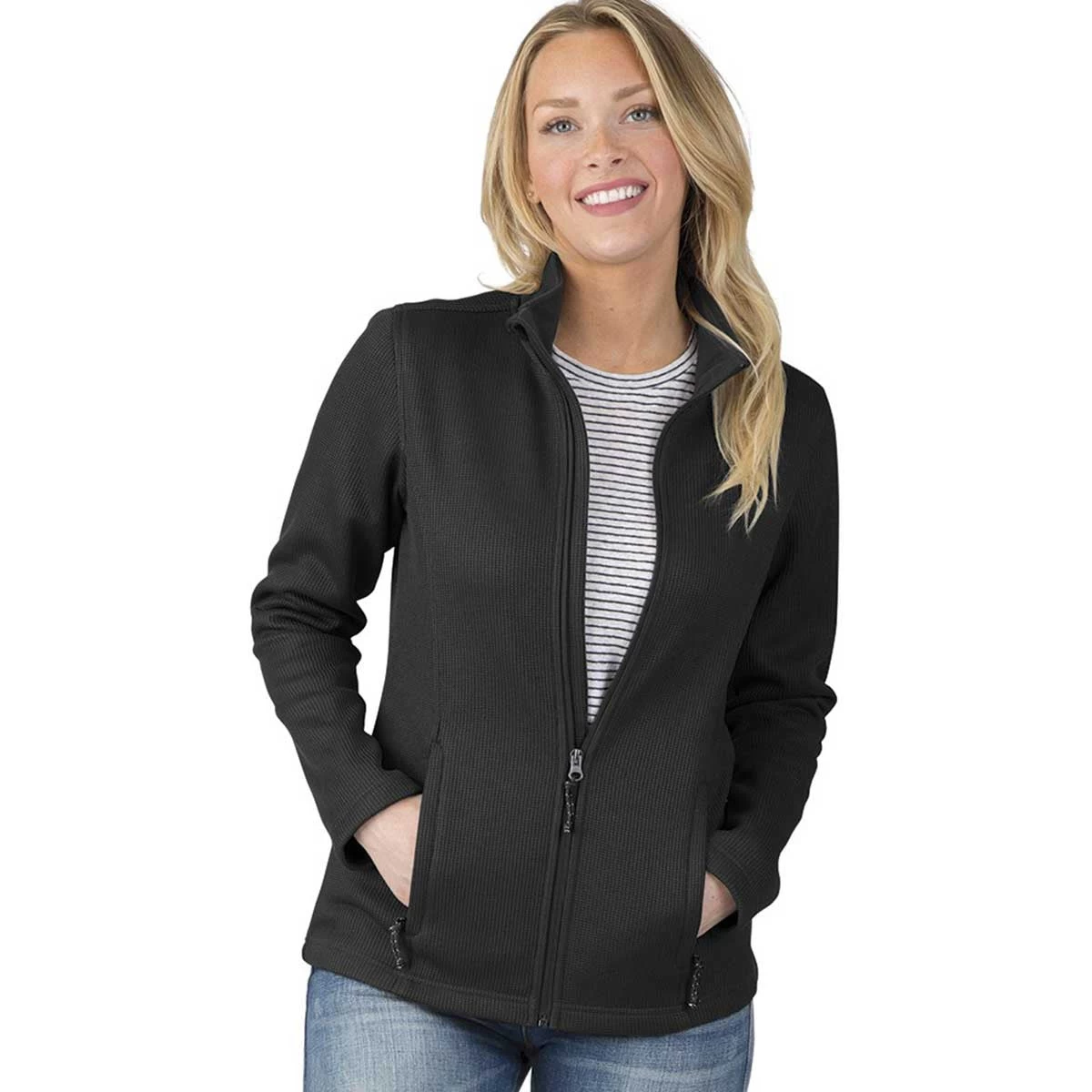 Charles River Women's Black Heritage Rib Knit Jacket - Image 2