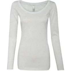 Next Level Women's Heather White Triblend Long-Sleeve Scoop Tee