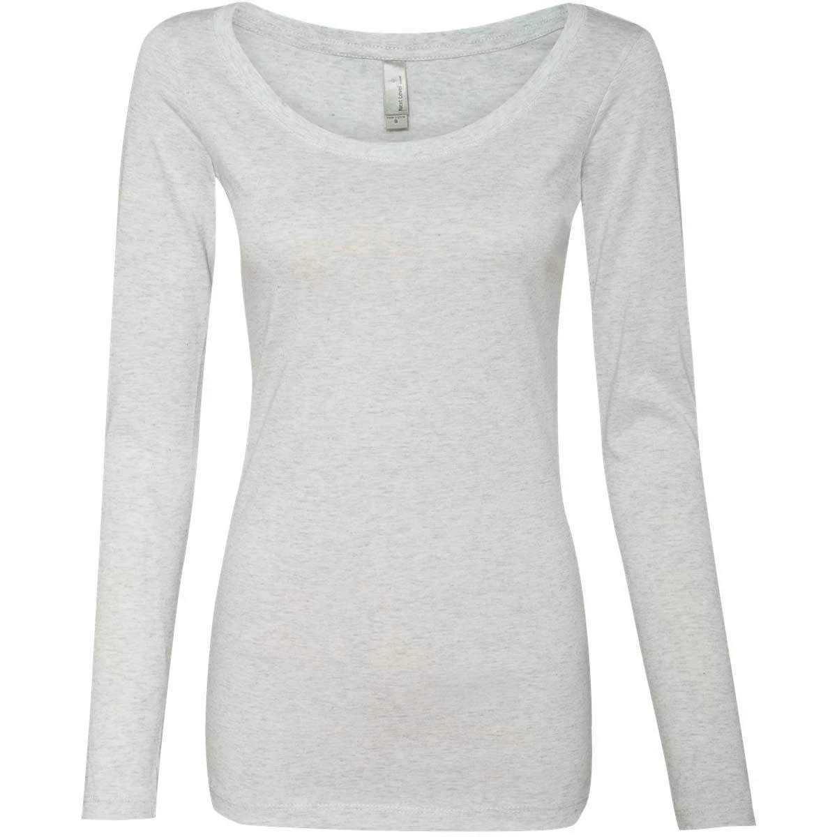 Next Level Women's Heather White Triblend Long-Sleeve Scoop Tee