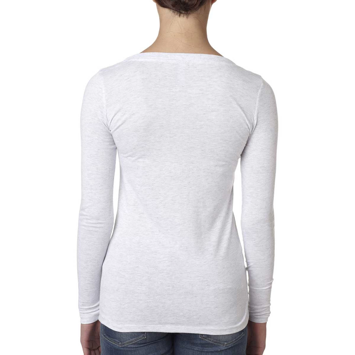 Next Level Women's Heather White Triblend Long-Sleeve Scoop Tee - Image 4