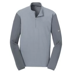 Nike Men's Light Grey/Dark Grey Dri-FIT Mix Half Zip Pullover