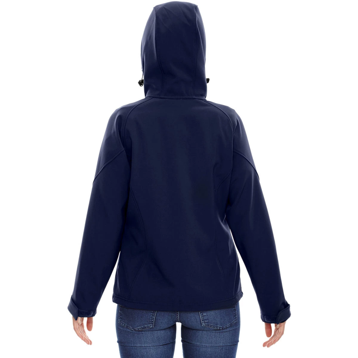 North End Women's Classic Navy Prospect Two-Layer Fleece Bonded Soft Shell Hooded Jacket - Image 3