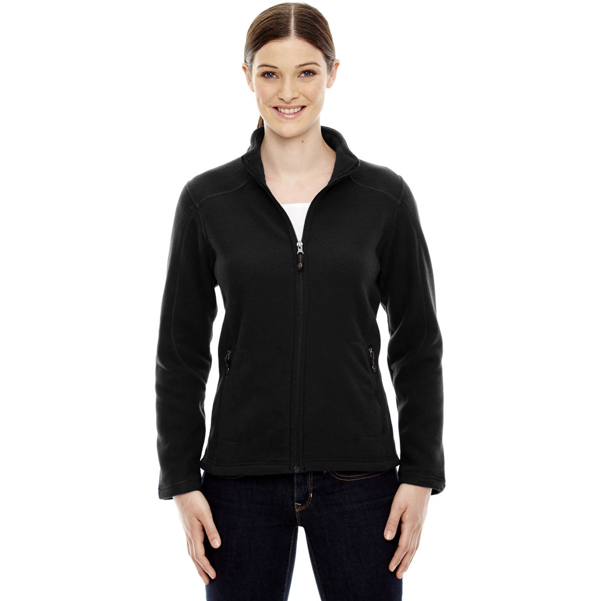 North End Women's Black Voyage Fleece Jacket - Image 2