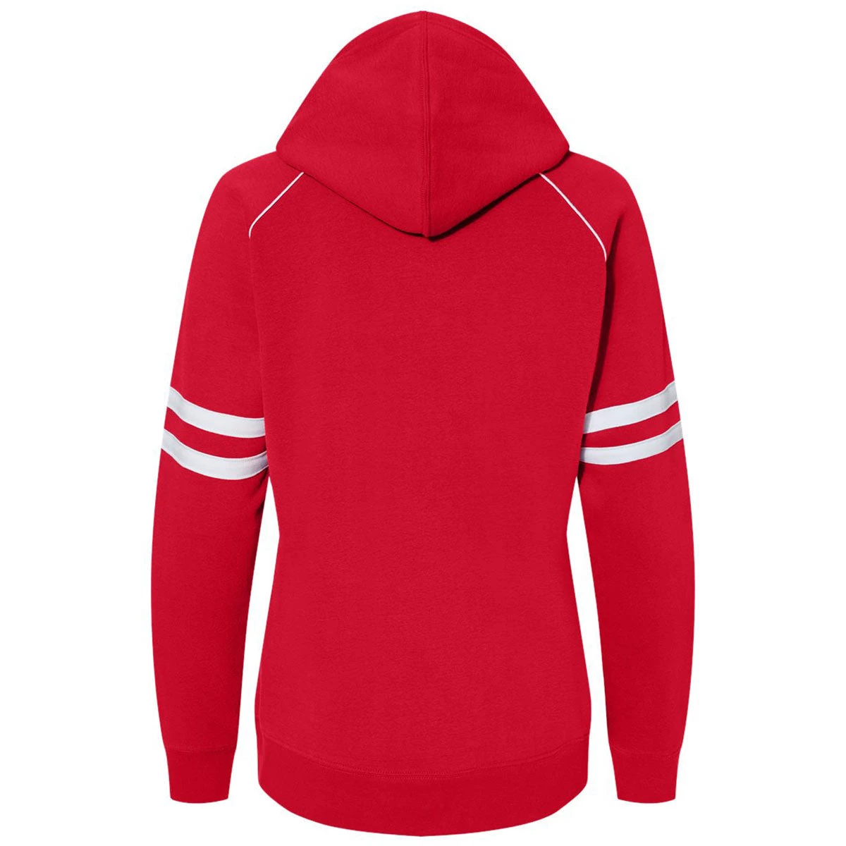 J. America Women's Red Varsity Fleece Piped Hooded Sweatshirt - Image 2