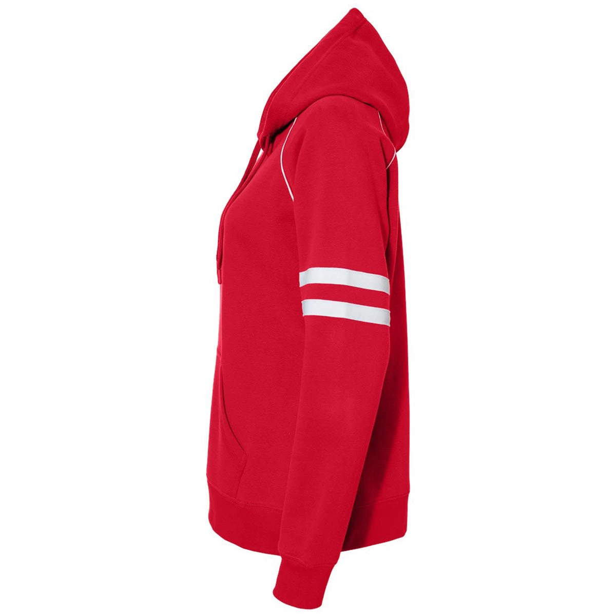 J. America Women's Red Varsity Fleece Piped Hooded Sweatshirt - Image 3