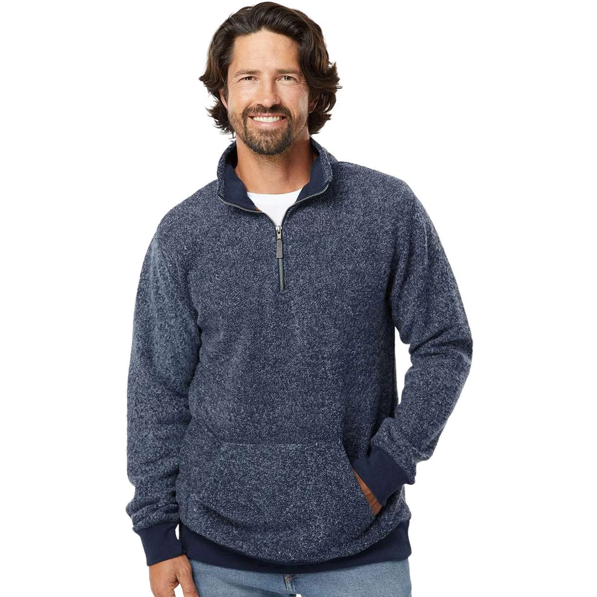 J. America Men's Navy Speak Aspen Fleece Quarter Zip - Image 3