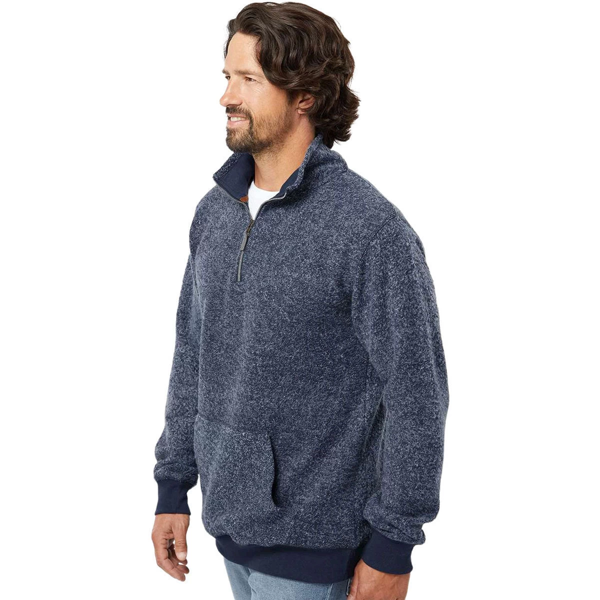 J. America Men's Navy Speak Aspen Fleece Quarter Zip - Image 5