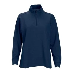 Vantage Women's Navy 1/4-Zip Flat Back Rib Pullover