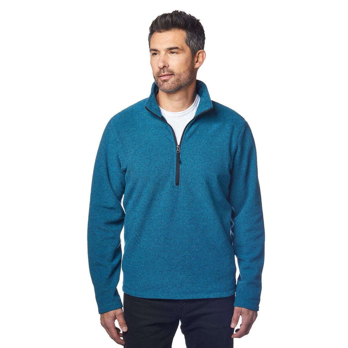 Landway Men's Caspian Blue Portola Textured Quarter Zip Fleece - Image 2