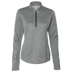 Adidas Golf Women's Mid Grey Heather/Black Brushed Terry Heather Quarter-Zip