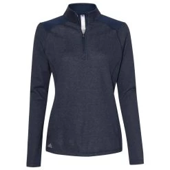 Adidas Women's Collegiate Navy Heather Heathered Quarter Zip