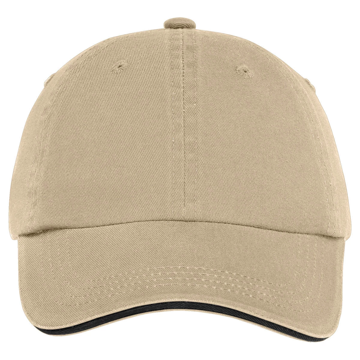 Port Authority Stone/Black Sandwich Bill Cap With Striped Closure - Image 2