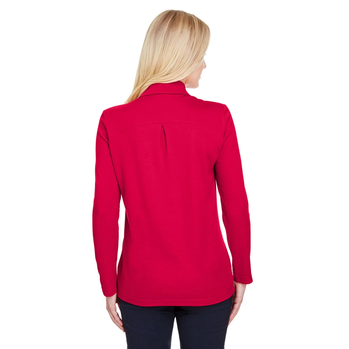 Devon & Jones Women's Red CrownLux Performance Plaited Long Sleeve Polo - Image 4