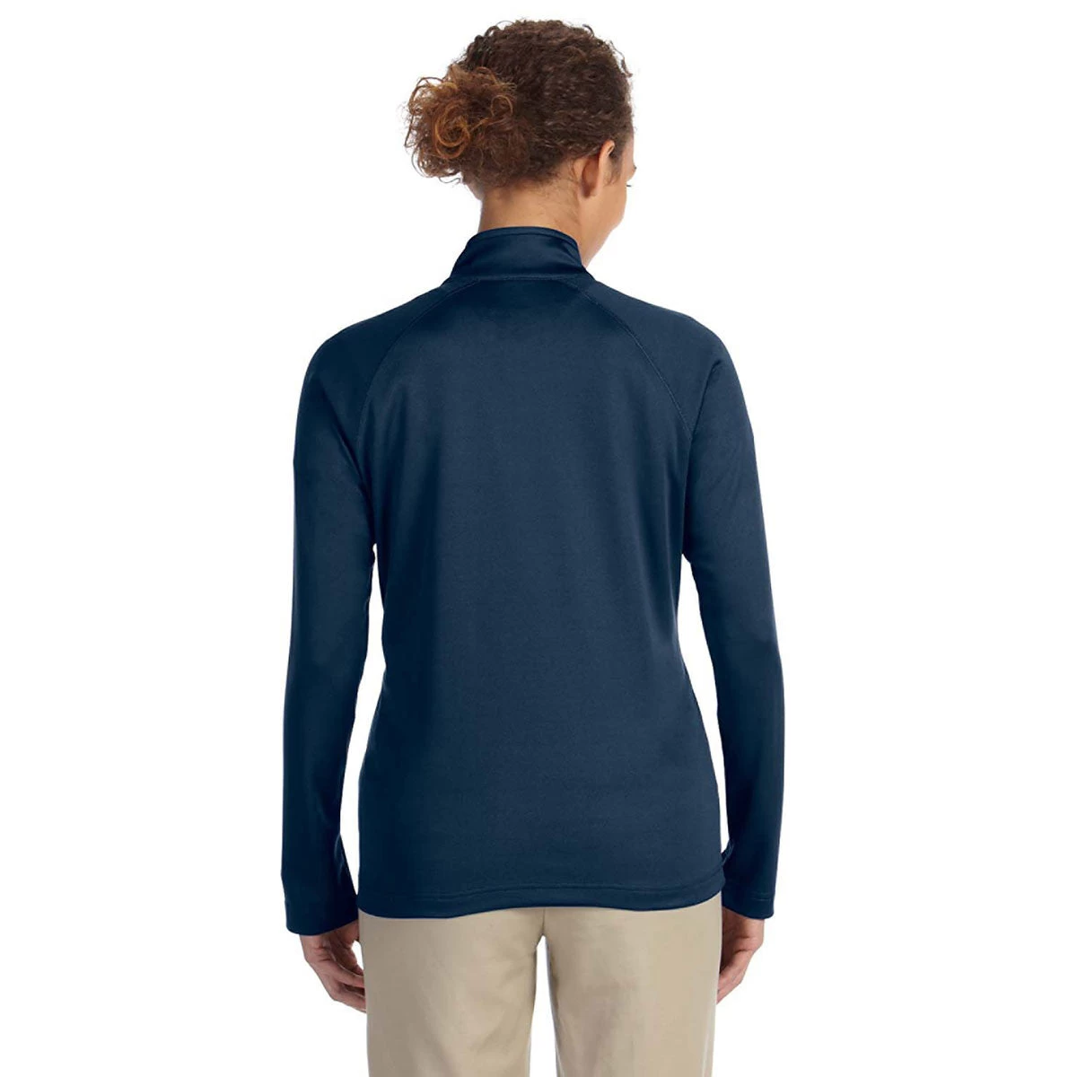 Devon & Jones Women's Navy Stretch Tech-Shell Compass Quarter-Zip - Image 2