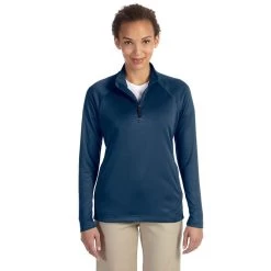 Devon & Jones Women's Navy Stretch Tech-Shell Compass Quarter-Zip