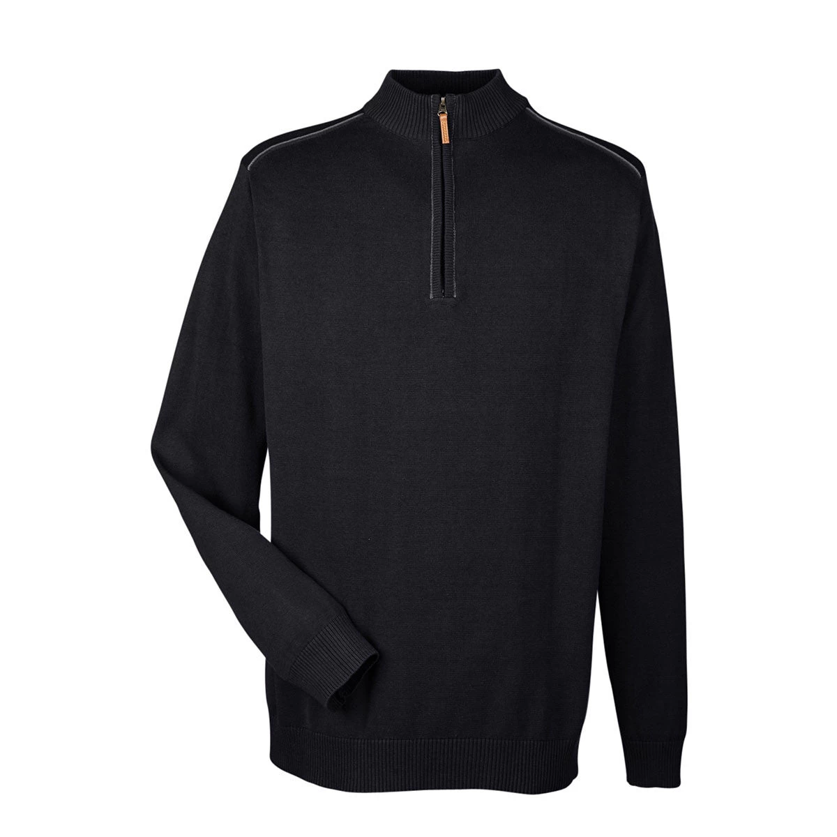 Devon & Jones Men's Black/Graphite Manchester Fully-Fashioned Quarter-zip Sweater