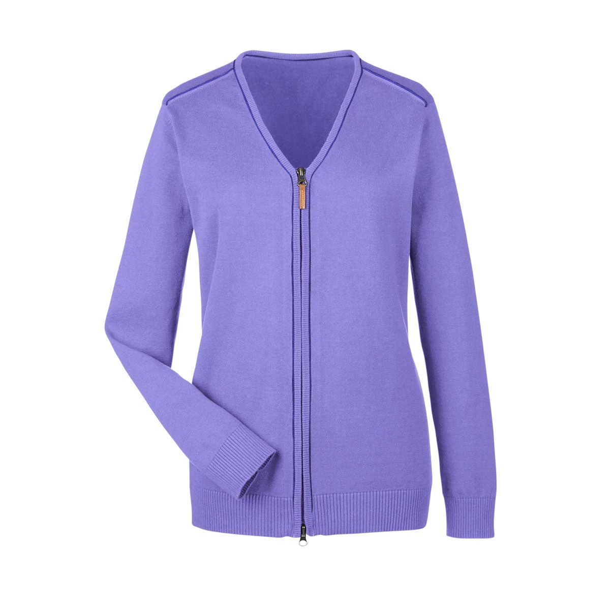 Devon & Jones Women's Grape/Navy Manchester Fully-Fashioned Full-zip Sweater