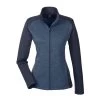 Devon & Jones Women's Navy/Navy Heather Newbury Colorblock Melange Fleece Full-zip