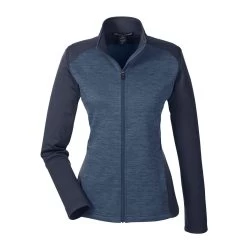 Devon & Jones Women's Navy/Navy Heather Newbury Colorblock Melange Fleece Full-zip