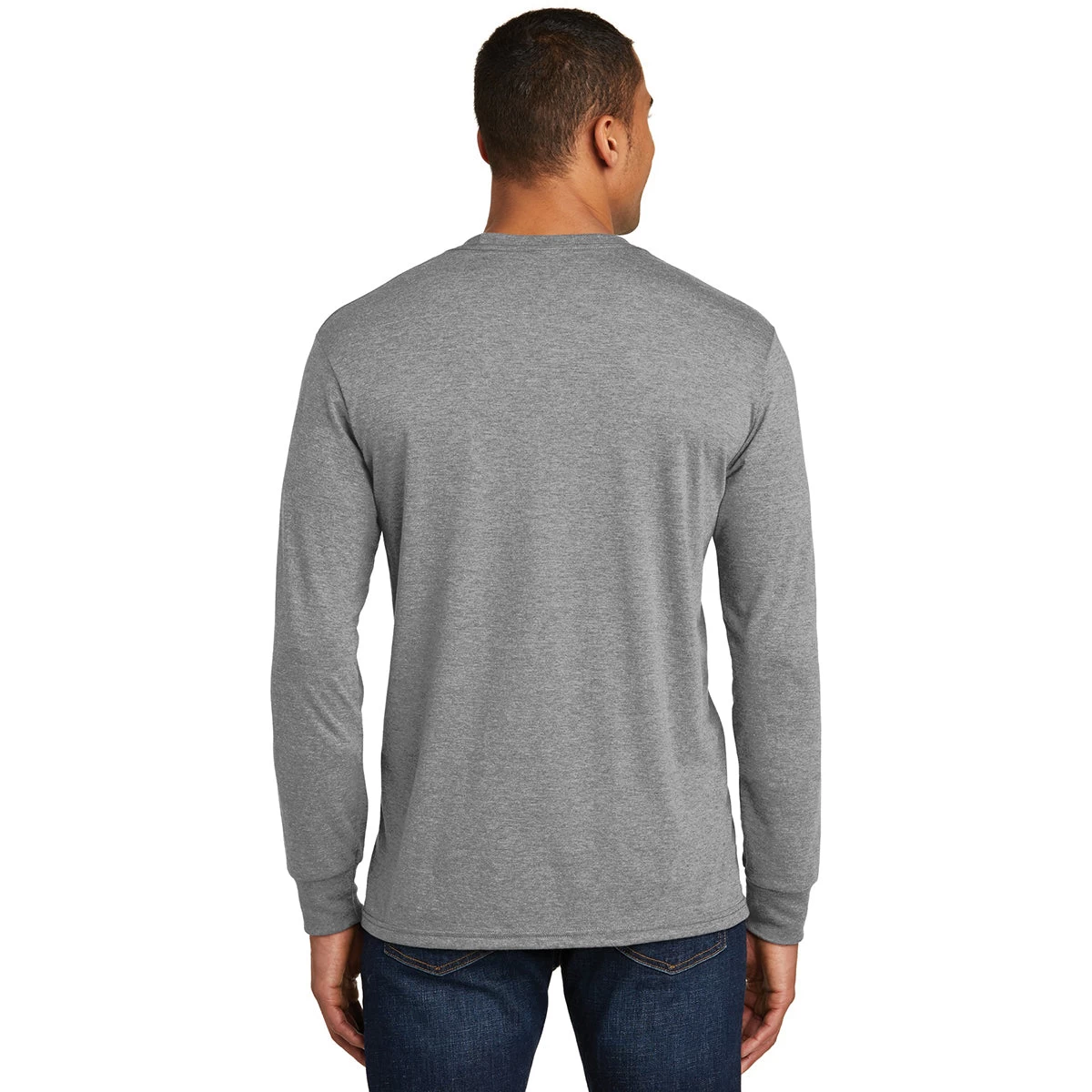 District Men's Grey Frost Perfect Tri Long Sleeve Crew Tee - Image 4