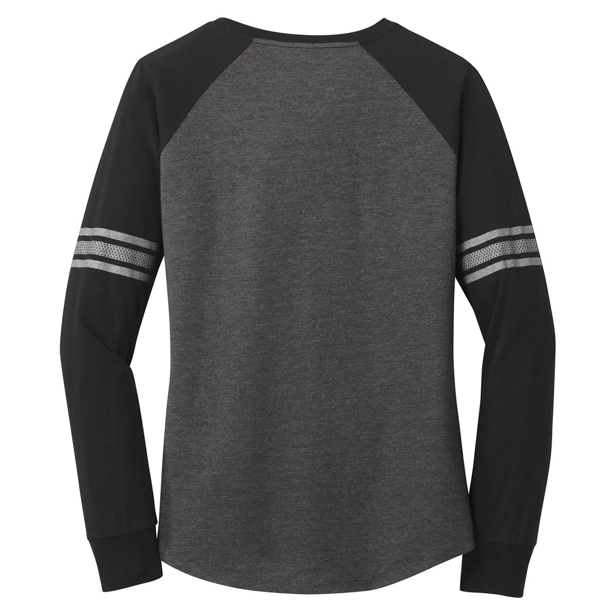 District Women's Heathered Charcoal/Black/Silver Game Long Sleeve V-Neck Tee - Image 2