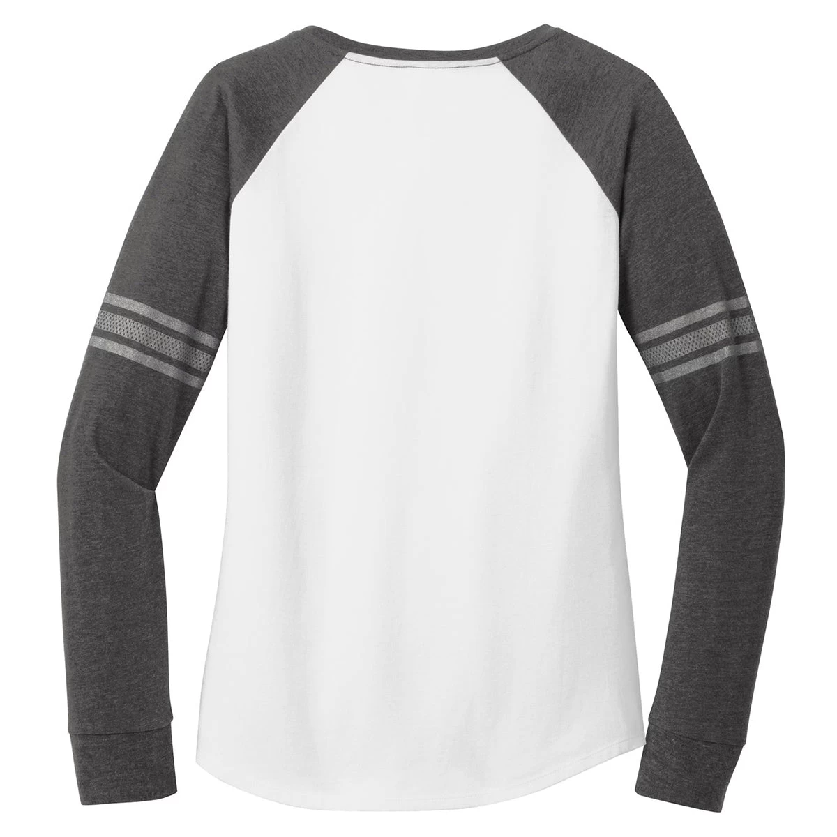 District Women's White/Heathered Charcoal/Silver Game Long Sleeve V-Neck Tee - Image 2