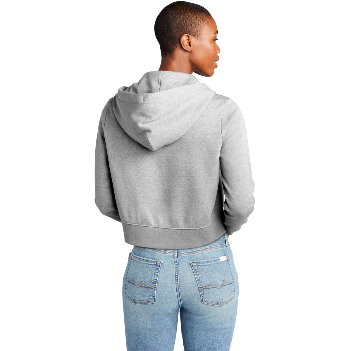 District Women's Light Heather Grey V.I.T. Fleece Full Zip - Image 4