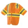 OccuNomix Men's Orange Mesh Two-Tone 3-Pocket Vest With Zipper