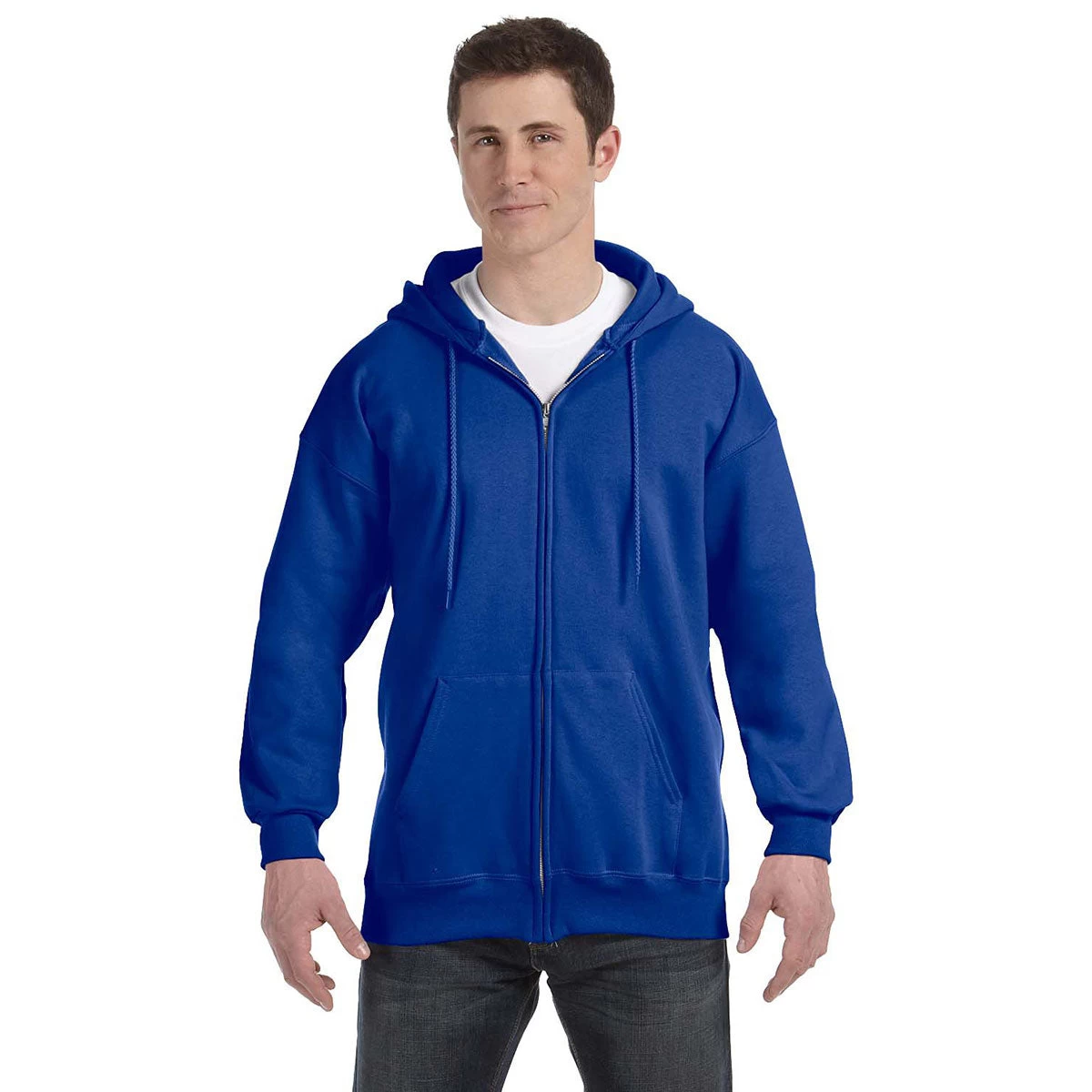 Hanes Men's Deep Royal 9.7 Oz. Ultimate Cotton 90/10 Full-Zip Hood