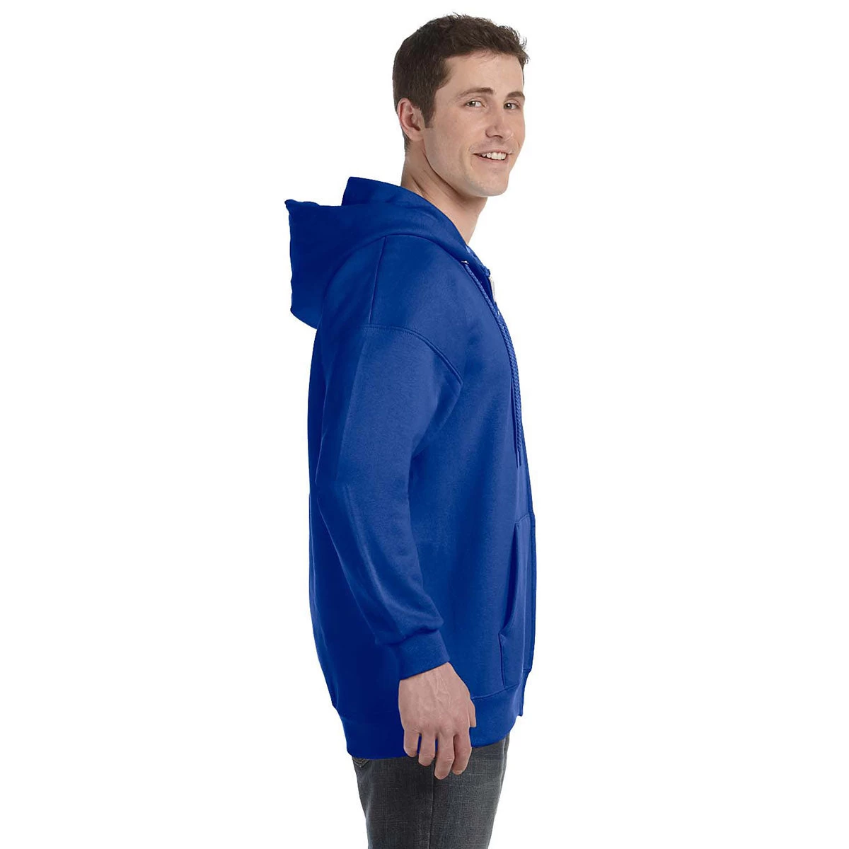 Hanes Men's Deep Royal 9.7 Oz. Ultimate Cotton 90/10 Full-Zip Hood - Image 3