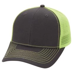 Paramount Apparel Charcoal/Neon Yellow Neon Mesh Back Cap