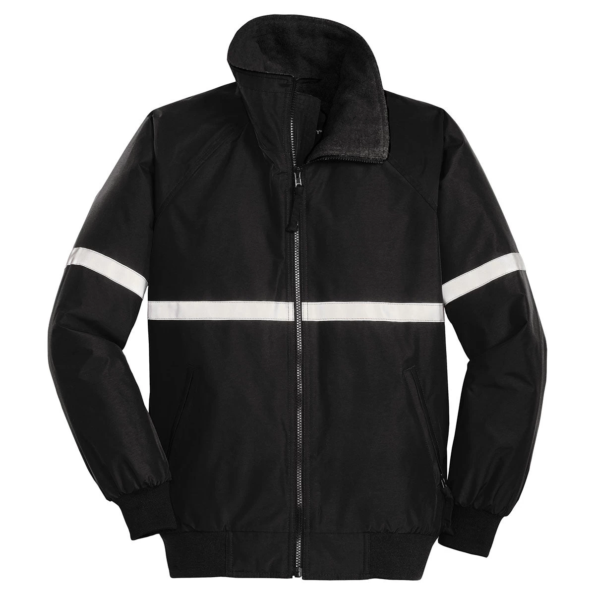 Port Authority Men's True Black/ True Black/ Reflective Challenger Jacket With Reflective Taping
