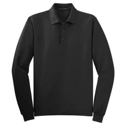 Port Authority Men's Black Long Sleeve Silk Touch Polo