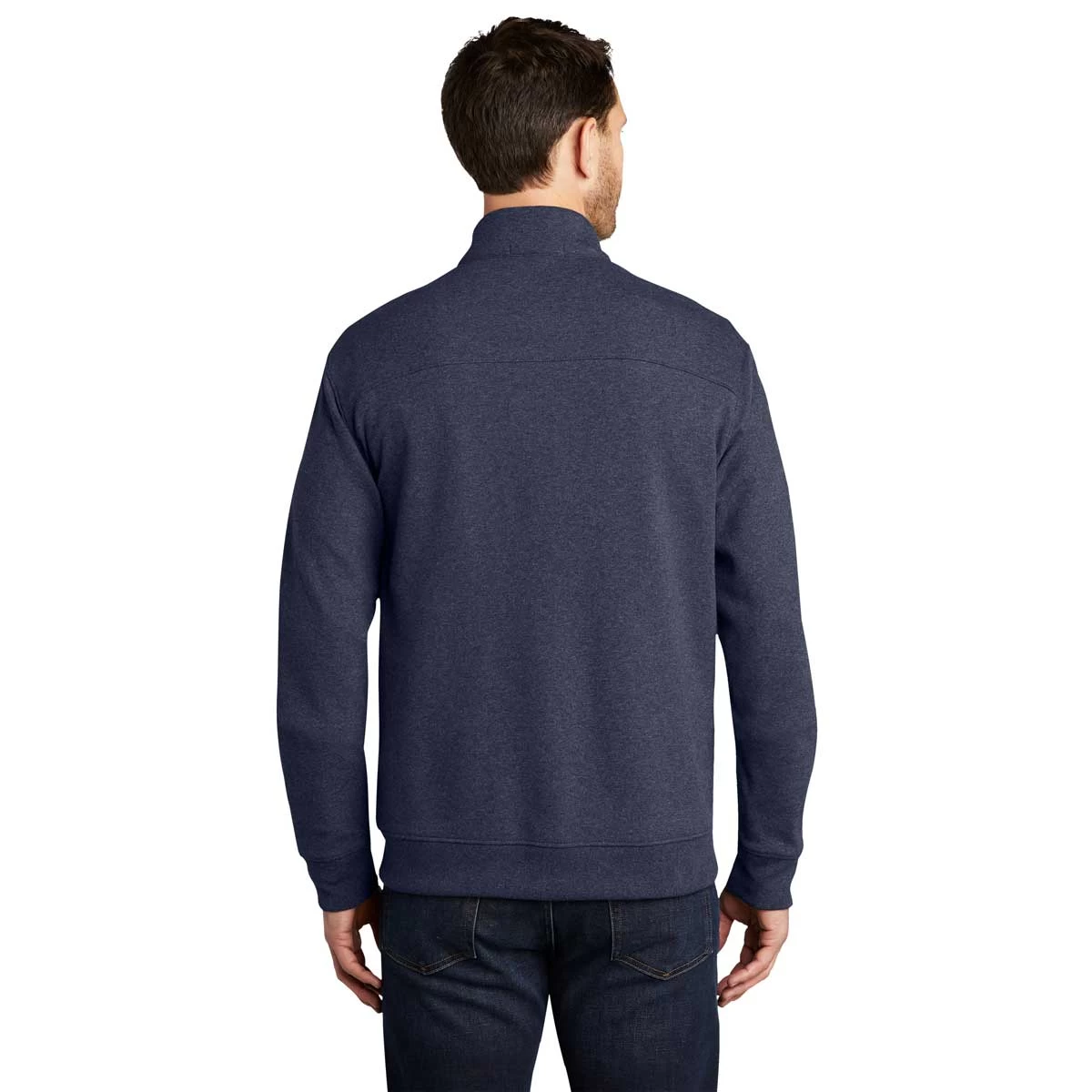 Port Authority Men's Estate Blue Heather/Charcoal Heather Interlock Full-Zip - Image 4