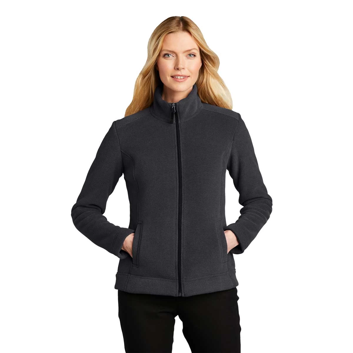Port Authority Women's Graphite/Deep Black Ultra Warm Brushed Fleece Jacket - Image 3
