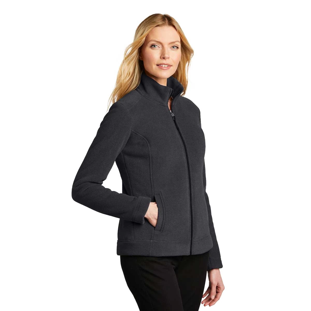 Port Authority Women's Graphite/Deep Black Ultra Warm Brushed Fleece Jacket - Image 5