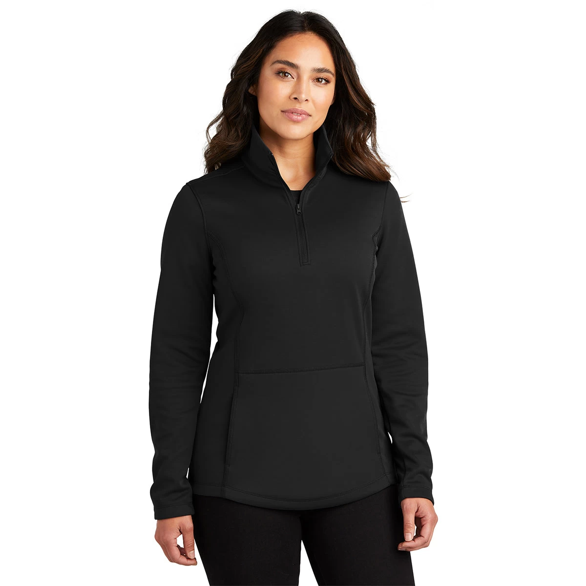 Port Authority Women's Deep Black Smooth Fleece 1/4-Zip - Image 3