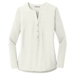 Port Authority Women's Ivory Chiffon Concept Henley Tunic