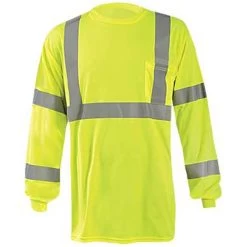 OccuNomix Men's Yellow Long Sleeve Wicking Birdseye X-Back T-Shirt With Pocket