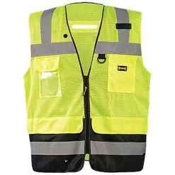 OccuNomix Men's Yellow Mesh Black Bottom Surveyor Vest With Zipper