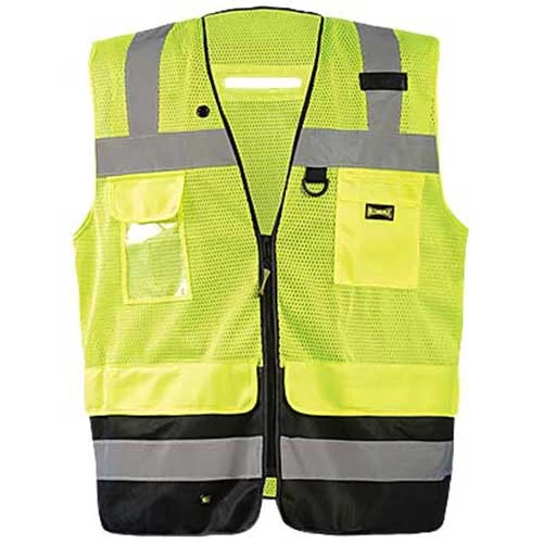 OccuNomix Men's Yellow Mesh Black Bottom Surveyor Vest With Zipper