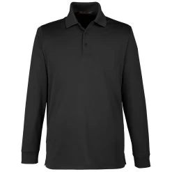 Harriton Men's Black Tall Advantage Snag Protection Plus Long Sleeve Polo