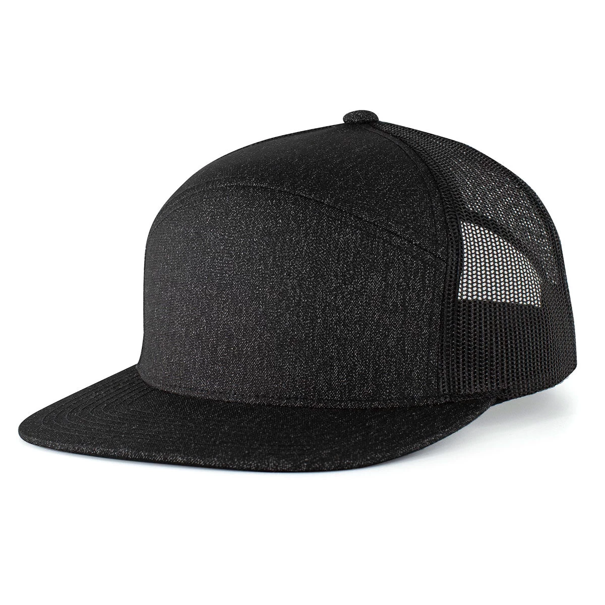 Pacific Headwear Black Heather/Black Heather 6-Panel Arch Trucker Snapback Cap - Image 3